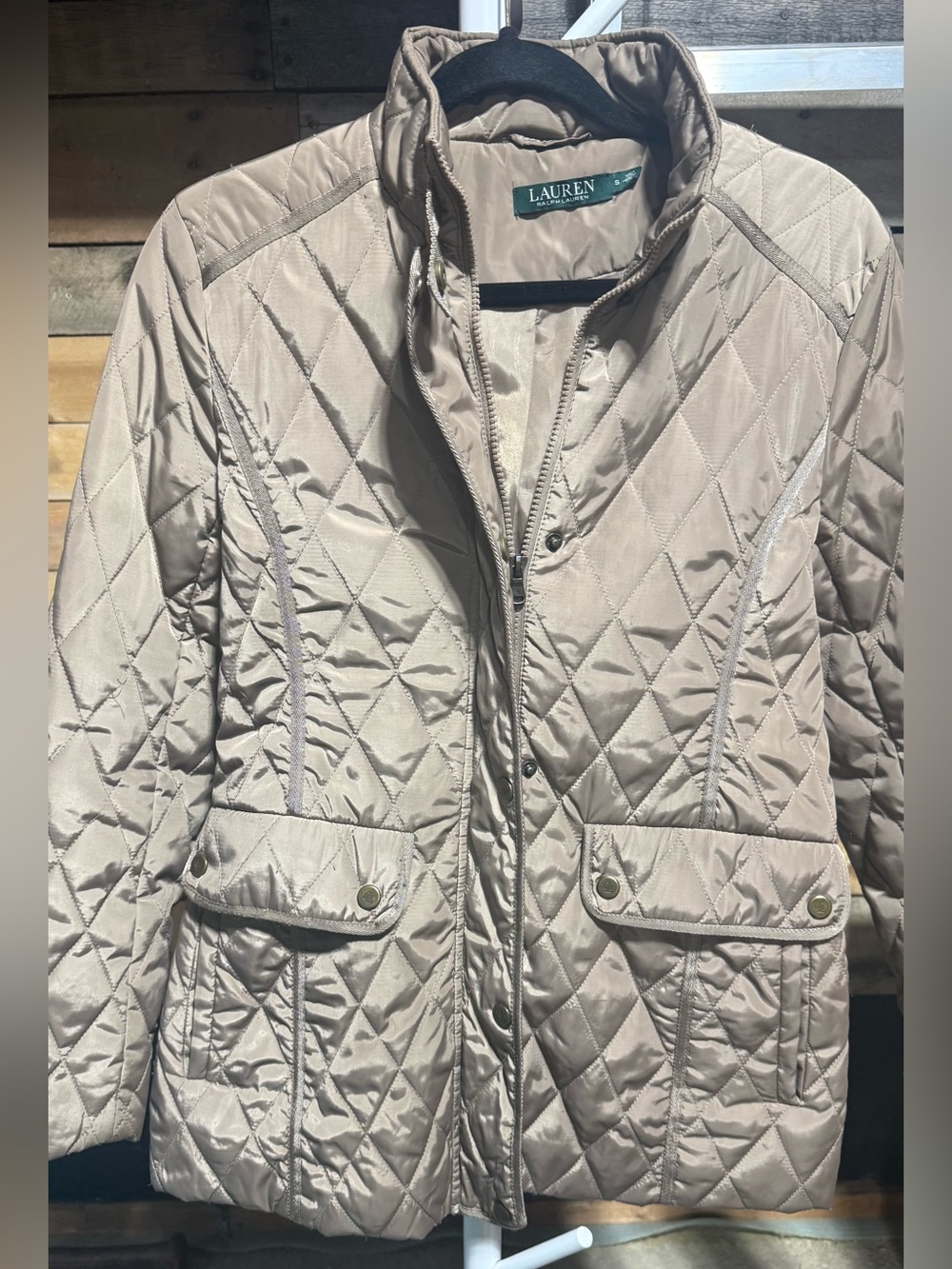Ralph Lauren Quilted Beige/Tan Puffer Jacket Small